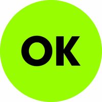 Tape Logic Circle Label, Legend"OK", 1" Diameter, Fluorescent Green, Roll of 500 (DL1271)