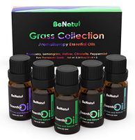 Benatu Essential Oils Set - Peppermint, Vetiver, Rosemary, Lemongrass, Citronella - Organic Aromatherapy Starter Kit (Grass Collection) 5 Packs