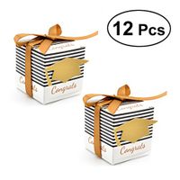 LUOEM Graduation Party Supplies Graduation Doctoral Cap Treat Gift Candy Boxes with Ribbon,Pack of 12