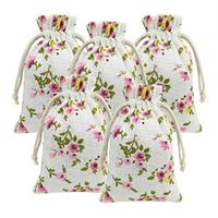 15 Pcs Burlap Bags with Drawstring, 5" X 7" Wedding Party Gift Bags Jewellery Bags (Small Flower)