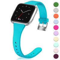 Hamile for Fitbit Versa/Versa 2/SE/Lite Bands, Slim Soft Silicone Wristbands Fitness Straps Replacement Belt for Fitbit Versa Lite Edition Fitness Smart Watch Band, Women Men Kids, Large (Teal)