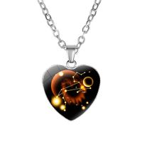 smallwoodi Exquisite Stylish Pendant,Women 12 Zodiac Constellations Sign Glass Heart Pendant Necklace Birthday Gift for Women Jewelry Leo