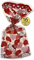 Hello Kitty Cellophane Bags Cello Bags Treat Bags with Ties Cellophane Treat Bags Valentine Treat Bags Candy Bags with Ties Hello Kitty Bag Pretzel Bags Cellophane Goodie Bags Clear Treat Bags 16 Pack