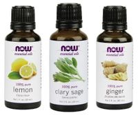 3-Pack Variety of NOW Essential Oils: Refresh Yourself - Lemon, Clary Sage, Ginger