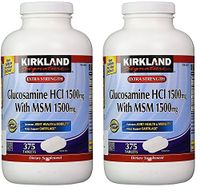 Kirkland Signature Extra Strength Glucosamine HCI 1500mg, With MSM 1500 mg, 375-Count Tablets (Multi Pack of 2)