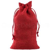 25 Pack - CleverDelights 6" x 10" Red Burlap Bags with Natural Jute Drawstring - Christmas Present Holiday Décor Rustic Party Favor Pouch Bags