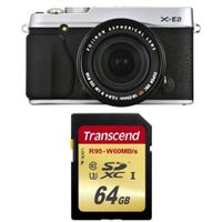 Fujifilm X-E2 16.3 MP Compact System Digital Camera with 3.0-Inch LCD and 18-55mm Lens (Silver) w/ Memory Card