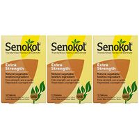 Senokot Extra Strength, 12 Count (3 Pack) Natural Vegetable Laxative Ingredient for Gentle Dependable Overnight Relief of Occasional Constipation, 36 Count Total
