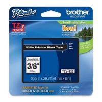 Brother Part# TZe-325 Label Tape (OEM) 0.35" White Print on Black by Brother