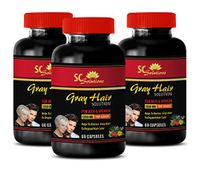 Gray Hair Vitamins Supplement - Anti-Gray Hair Solution - for Men and Women - Saw Palmetto for Women - 3 Bottles (180 Capsules)