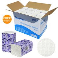 #5961 SunnyCare 1-Ply V-Fold White Dispenser Paper Napkins 167pcs/pk ;36pks/csae, 6012/cs