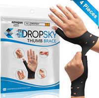 DropSky [4pcs] Gel Wrist Thumb Support Braces Soft Waterproof Breathable, Relief Pain Carpal Tunnel, Arthritis Thumb, Fits Both Hands, Lightweight, Therapy Elastic Silicone, Stabilizer Support [Black]