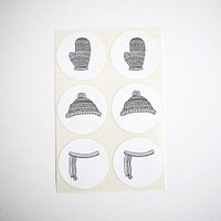 Winter Holiday Cozy Accessories Stickers, Sweater, Mittens, Scarf Seals, Labels, Christmas Gift Wrap, by Once Upon Supplies, 1.5 Inches, 30 Stickers
