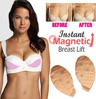 1Pair Instant Magnetic Therapy Bra Inserts Bust Enlargement Lift Bust Up Anti-Sagging Breast Massager Beige Color