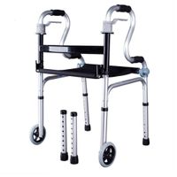 LHQ-HQ Walkable Walker Assisted Rehabilitation Training for The Elderly Disabled Four-Corner Aluminum Folding Wheel Frame Handrail 51cmx55cmx80cm Non-Slip Walking Stick with Hospital