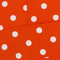 1.5" Grosgrain Ribbon White Dots 750 Orange 25yd