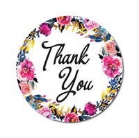 Darling Souvenir Round 45 Pcs Floral & Vines Border White Thank You Stickers Envelope Seal-1.6 Inches