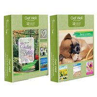 Pack of 24 Religious Get Well Cards, Boxed Enclosure Cards 8 Designs with Envelopes. Includes KJV Scripture on Each Card