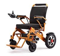2019 Fold & Travel Lightweight Motorized Electric Power Wheelchair Scooter, Aviation Travel Safe Electric Wheelchair Heavy Duty Power Wheelchair with Wireless Remote Control Only 55 Lbs (Gold)