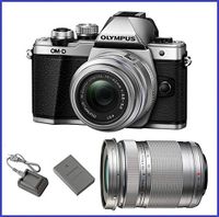 Olympus OM-D E-M10 Mark II Mirrorless Micro Four Thirds Digital Camera with 14-42mm II R Lens [Silver] & Olympus M.Zuiko Digital ED 40-150mm f/4.0-5.6 R Lens [Silver]