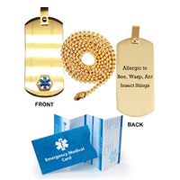 Allergic to Bees, Wasps, Ants Insect Stings Medical Alert ID Dog Tag Pendant in Anodized Titanium