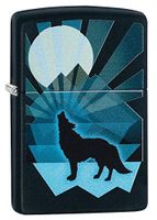 Custom Personalized Wolf and Moon Design Windproof Lighter Free Engraving #29864