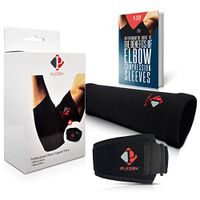 Plesby Compression Elbow Sleeve (1 Pair) - for Men, Women & Children - Pain Relief for Tendonitis, Arthritis, Forearm – Support for Tennis, Golf, Similar Sports - (Large, Black)
