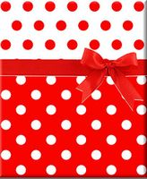 Red and White Jolly Dots Reversible Double-Sided Gift Wrap Wrapping Paper-15ft Roll w. Gift Tags