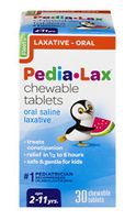 Pedia-Lax Oral Saline Laxative | Gentle & Safe Constipation Relief for Kids | Watermelon Flavor | 30 Chewable Tablets | Pack of 24