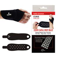 CARPAL WRIST BRACE - CURIE GERMANIUM PRODUCT - Wrist Wrap for Sprain & wrist inflammation Relief for Women & Men, Carpal Tunnel Syndrome Support Brace, Free Size, Black (Single Brace)