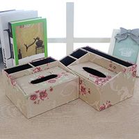 T-ZJHC Multi-Function Tissue Box Desktop Living Room Coffee Table Remote Control, Butterfly Love Flower, Large Size (26.5 12 9.5 16.5CM)