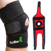 TechWare Pro Knee Brace Support - Relieves ACL, LCL, MCL, Meniscus Tear, Arthritis, Tendonitis Pain. Open Patella Dual Stabilizers Non Slip Comfort Neoprene. Adjustable Bi-Directional Straps - Med