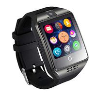 TechComm Q18 Bluetooth and GSM Unlocked Smartwatch with 1.3MP Camera, Fitness Tracker, Anti-Lost Alarm, Sleep Monitor, Pedometer and Sedentary Reminder - Black