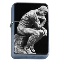 Auguste Rodin The Thinker Windproof Refillable Flip Top Oil Lighter with Tin Gift Box D-317