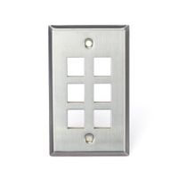 Leviton 43080-1S6 QuickPort Wallplate, Single Gang, 6-Port, Stainless Steel