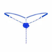 Women's Pearl Massage T Pants Rose Thong, Balakie Ladies Lace Sexy Open Burned-Crotch V-String Knickers Underwear Panties (Blue)