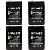 4 Pack Replacement for Surelite RB12V6 Battery - Replacement UB645 Universal Sealed Lead Acid Battery (6V, 4.5Ah, 4500mAh, F1 Terminal, AGM, SLA) - Includes 8 F1 to F2 Terminal Adapters