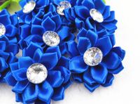 20pcs Satin The Ribbon Flowers with The Appliques Craft DIY Wedding Mix Upick (Deep Blue)