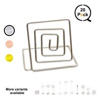 QLLY Wire Shape Place Card Holder Stands, Table Name Number Holders, Paper Menu Picture Memo Note Photo Clip Holder Food Signs for Weddings, Dinner, Parties(20 Pack) (Silver)