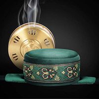 Moxa Box Green Velvet Portable Moxibustion Box Chinese Moxa Sticks Burner Copper Tank Therapy Sub-Health Smokeless Wormwood Box Heating Massage - 1 Box