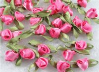 100 Pcs Polyester Tape with Ye Han Bud Rose/trim/sewing/appliques U Pick (Watermelon Red)