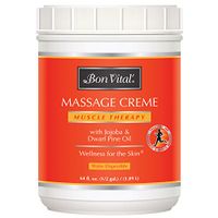 Bon Vital' Muscle Therapy Massage Crème, Professional Massage Cream with Dwarf Pine Oil & Essential Oils for Relaxation & Sore Muscle Relief, Deep Tissue & Sports Massage Techniques, 1/2 Gallon Jar