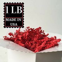 Crinkle Cut Paper Shred Filler for Packing and Filling Gift Baskets, Natural Craft Bedding in Brown Kraft Red Pink and White … (1 LB, RED)