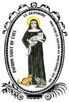 St Gertrude Patron of Cats 4"x6" Set of 6 Linen Postcards