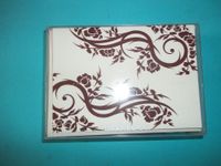 Crane CN1381 Color Scroll Design on Pearl White Kid Finish 100% Cotton 10 Notes 10 Envelopes 3 15/16" x 5 15/16" Limit 1 Per Customer