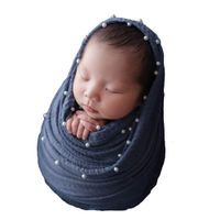 Baby Photography Props Blanket Newborn Photo Shoot Outfits Infant Photos Luxurious Wrap (Navy)