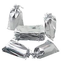 Hangnuo 50 PCS 5x7 Inch Silver Organza Bags with Drawstring, Party Wedding Favor Gift Bags Candy Earrings Jewelry Bags