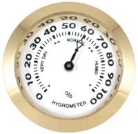 Brass Analog Hygrometer Cigar Humidity Gauge with Glass Lens for Humidors