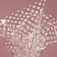 Cellophane Wrap - White Dots cellophane Cello Film Design Clear Polypropylene Gift Basket Wrap Filler BOPP Film Roll, Size 20m x58m