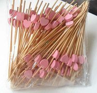 VNDEFUL 100 Counts One-time 4.7" Love Bamboo Fruit Sign Fruit Fork Art Signature Cocktail Sign Creative Flower Sign